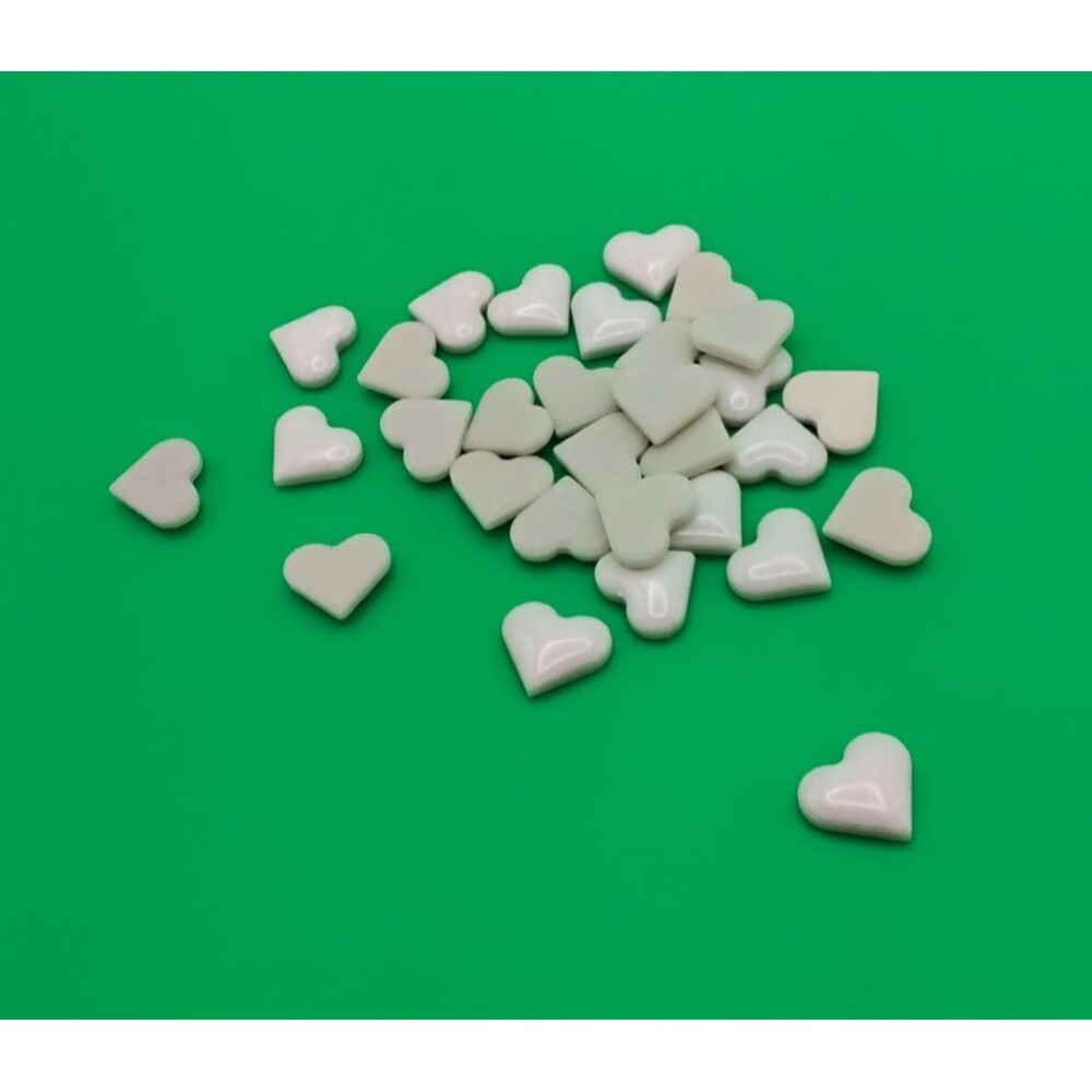 Lot of 25  White Ceramic Hearts 1/2" X 1/2" Painting Crafting Jewelry Making Art